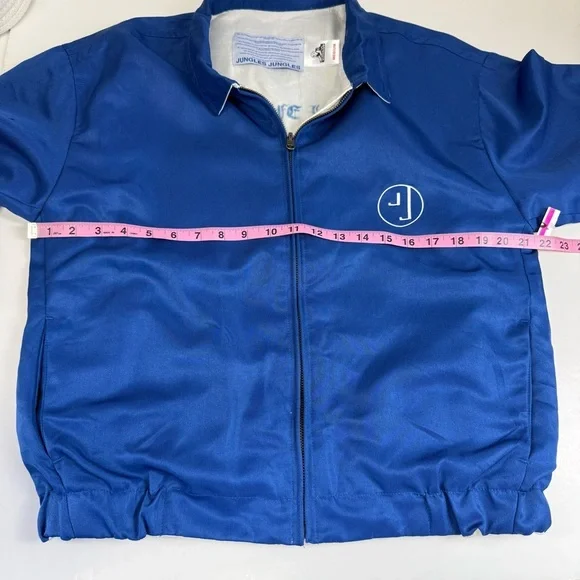 NEW JUNGLES Life Is Beautiful Reversible Jacket Medium Blue White Full Zip NWO